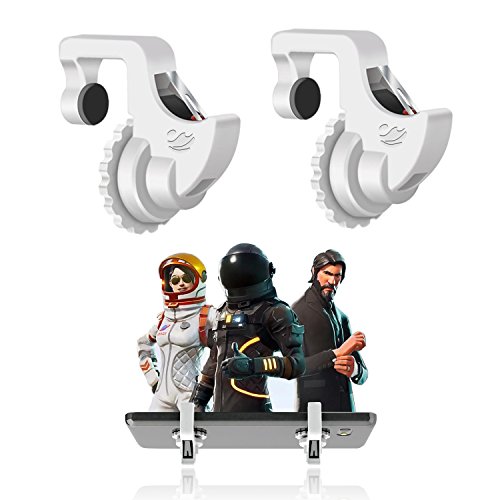 [2 Triggers] PUBG Fortnite Mobile Controller – GTOTd Mobile Game Controller,Cellphone Game Trigger,L1R1 Sensitive Shoot and Aim,Gift for Kids and Player [New Version] (White)