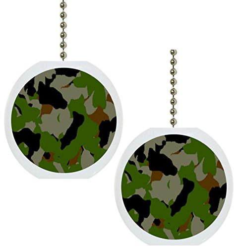 Set of 2 Camouflage Camo Military Solid Ceramic Fan Pulls