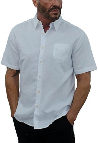 Short Fin Men's Short Sleeve Button Down Linen Shirt