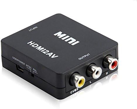 Kangcheng 1080p HDMI to RCA CVBS AV Composite Converter HDMI2AV Adapter support PAL/NTSC TV format output(black)