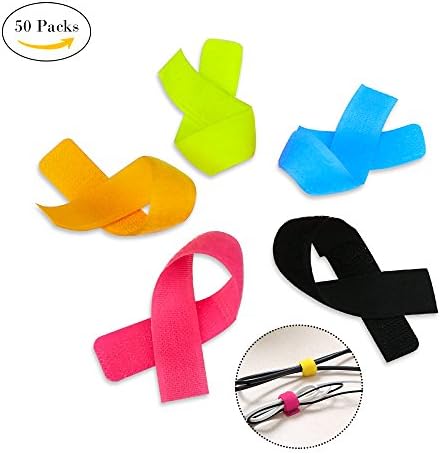 iNeith Cable Tie Velcro Straps Wire Organizer Cord Rope Holder Ties Management for Tablet PC TV Pack of 50