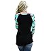 Lisli Women Color Block Floral Prints 3/4 Raglan Sleeves Tops Tee Shirt Casual Blouse (M, Black)
