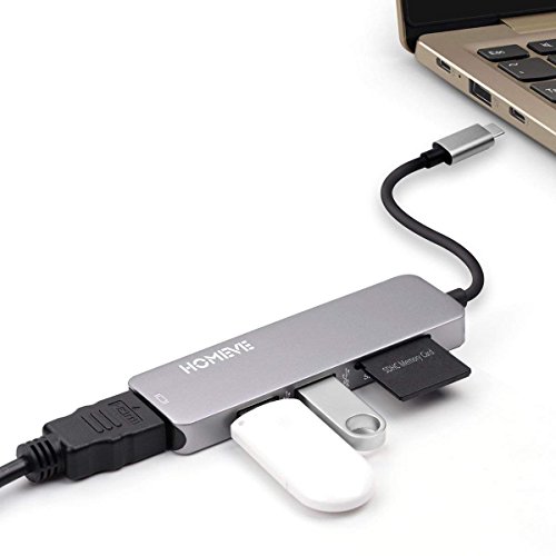 USB C Hub, Type C Hub with 4K HDMI, 5 in 1 Combo Hub with 2 USB 3.0 Ports, TF&SD Card Reader, Aluminum USB C Adapter for MacBook Pro, Chromebook, Other Type-C Devices - Thumbnail 5