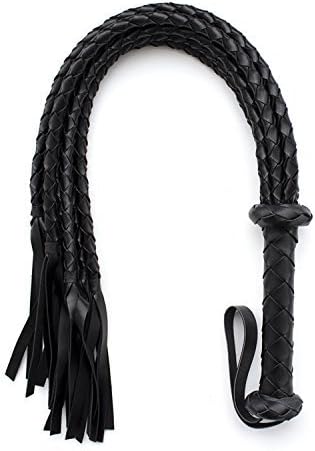 Xwanli Catwoman Whip Leather Whip Harness Handle Whip for Halloween Cosplay Fancy Dress Up Costume Accessories (Black)