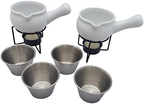 Butter warmers with sauce / butter cups, Norpro set of 2 butter warmers bundled with set of 4 stainless steel sauce / butter cups