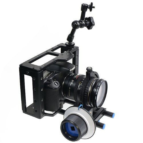 UPC 340830367462, ePhoto DIGITAL DSLR Video Camera Cage Bracket Stabilizer Bundle, Follow Focus, Friction Arm CAGEFOCUS