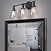 Phansthy 3 Light Industrial Wall Sconce Black Sconces with 5.6 Inches Dome Shape Clear Glass Shade for Bathroom Vanity Mirror, Black