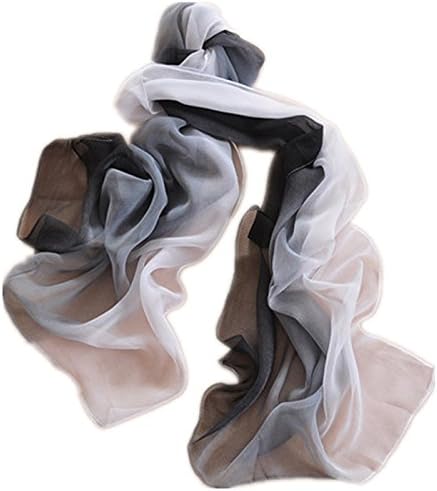 Gradient Colors Chiffon Scarves - Sun Protection, Cycling, Beach Towels (Black+Gray+White)