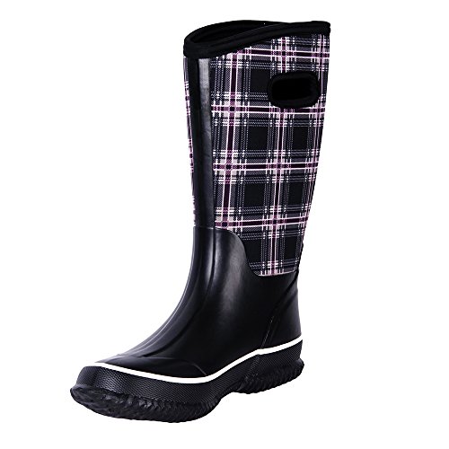 WTW Women's Rubber Neoprene Snow Boots Winter Warm Waterproof Insulated Barn Rain Boots for