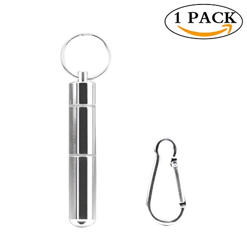 Pocket Toothpick Holder Mini Aluminium Alloy Toothpick Box Metal Toothpick Case with Key Ring, 2.8 x 0.6 Inch