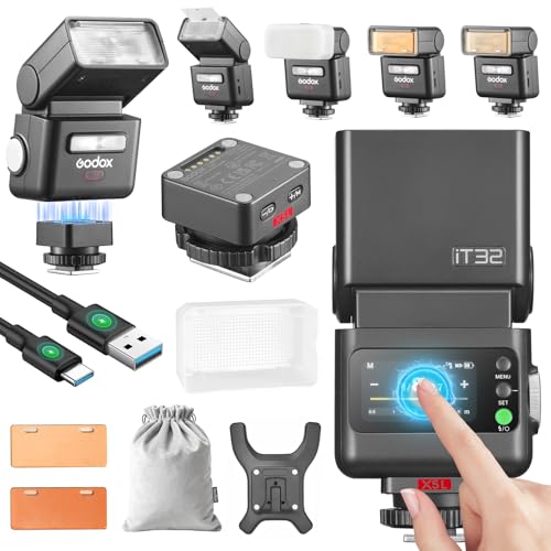 Godox IT32 Kamera Blitzgerät TTL mit X5L Blitzauslöser für Leica Camera 2,4 GHz GN18 510 Blitze bei Voller Leistung Touchscreen Integrierter Reflektor
