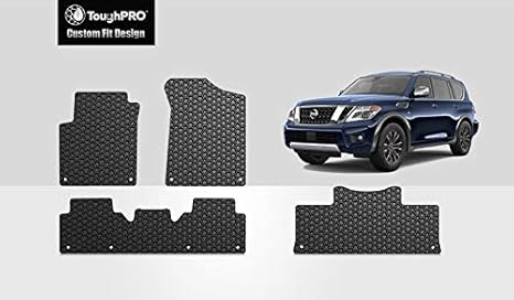 Toughpro Floor Mats Set 3rd Row Compatible With Nissan Armada All Weather Heavy Duty Made In Usa Black Rubber 2017 2018 2019 2020