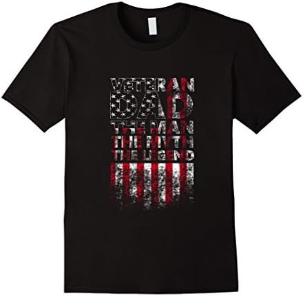 Men's Veteran Dad The Man The Myth The Legend T-shirt XL Black