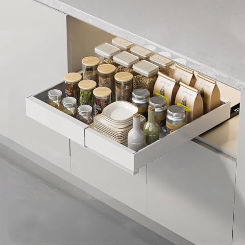 Cassetti Estraibili Per Cucina, Cassetto Scorrevole Estensibile Estraibile con Pellicola Adesiva Non è Necessario Praticare Fori, Ripiani per Cassetti Estraibili per Armadio da Cucina