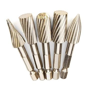 Generic 5Pcs 6.35Mm Hex Rotary Burr Set 12.7Mm Head Hss Rotary File Cutter Electric Grinding Tool