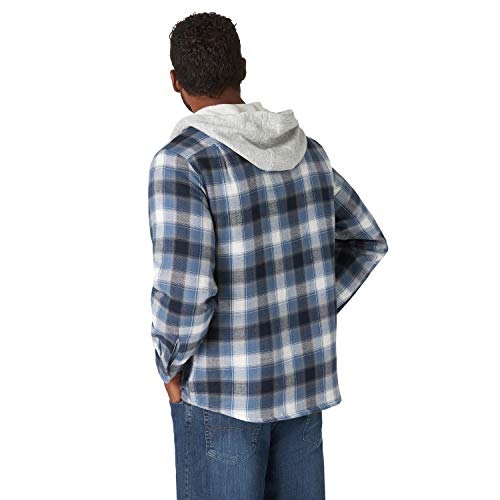 wrangler authentics men's long sleeve quilted lined flannel shirt jacket with hood
