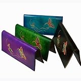 Leather Checkbook Cover, a Butterfly and Flower Patterns Embossed on Both Side