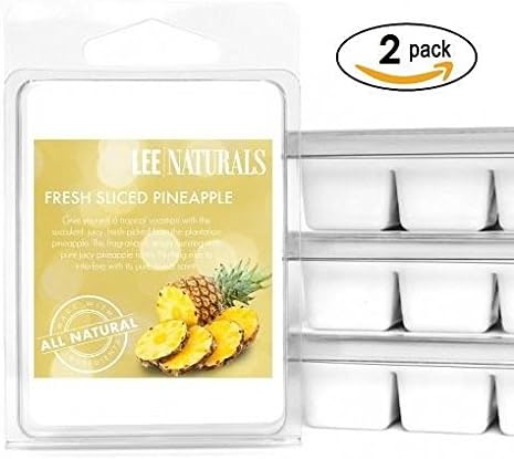 Lee Naturals Spring &amp; Summer - (2 Pack) FRESH SLICED PINEAPPLE Premium All Natural 6-Piece Soy Wax Melts. Hand Poured Naturally Strong Scented Soy Wax Candle Cubes