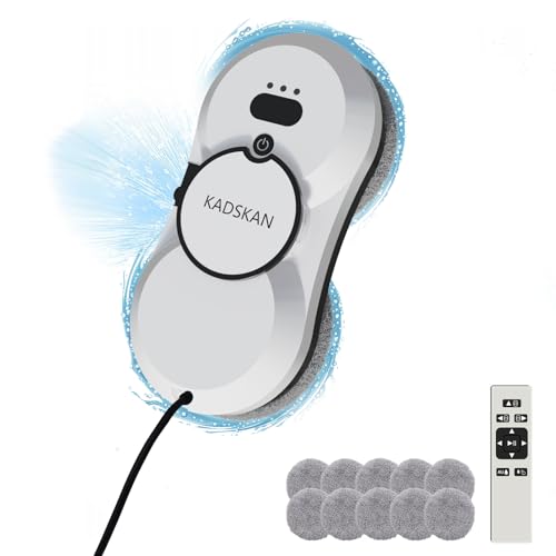 KADSKAN Robot de limpieza de ventanas, limpiador automático de ventanas con pulverizador de agua para ventanas/azulejos/puertas de clase, interior/exterior, potencia de succión 5600 Pa, planificación de ruta 3.0, control remoto