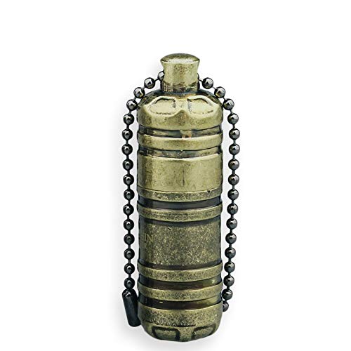 QIMEI The World's Smallest Kerosene Lighter! Height 2.5cm/φ 1.3cm Capsule Lighter Portable Metal Miniature EDC Gear Waterproof Tiny Peanut Lighter (Fuel not Included) (621-Bronze)