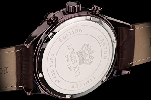 LOUIS-XVI-Herren-Armbanduhr-Danton-Braun-Blau-Rmische-Zahlen-Chronograph-Analog-Quarz-echtes-Leder-Braun-564