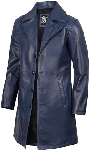 III-Fashions Mens Black Leather Trench Coat – Long Leather