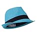 Pleated Hat Band Straw Fedora Hat - Turquoise W18S37F