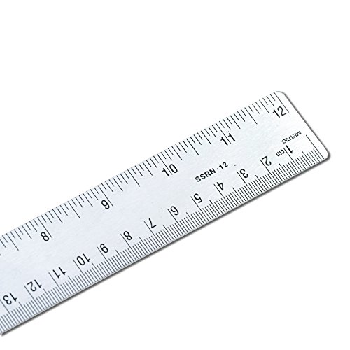 VINCA SSRN-12 Stainless Steel Office Drawing Ruler 0-12 Inch 0-30cm with Non Slip Cork Base Measuring Tool - Thumbnail 2