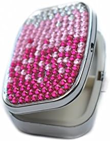 Fashion Portable Square Gift Gradient Pink Bling Crystal Pill Box Cute Rhinestone Pill Case