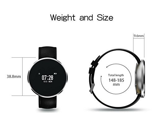 L@YC Fitness Tracker, Colleer Bluetooth 4.0 Waterproof Smart Bracelet Bands Sport Watch Waistband with Heart Rate Monitor and Blood Pressure Monitor for iPhone Android Smartphone, Black Steel Strip