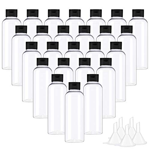 Cridoz 25Pcs 2 oz Clear Plastic Empty Bottles Travel Size Bottles Small
