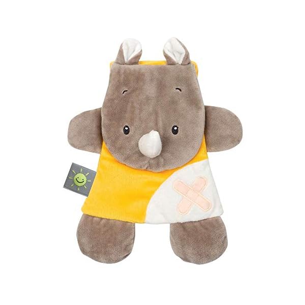 Nattou Kuschelnashorn mit Gelkissen zur Schmerzlinderung, Buddiezzz, 19 × 2.5 × 25 cm, Braun/Gelb