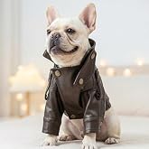 Small Dog Leather Jacket Motorcycle Style Brown Biker Coat with Metal Buttons Shoulder Straps for Small Dogs and Cats Warm Fall Winter Pet Costume (S)