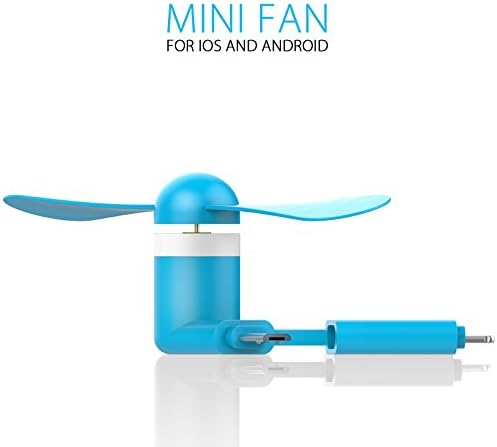 Jesdo 2 in 1 USB mini Portable Powered Fan, Micro USB OTG/ 8-Pin USB Cooling Fan for iso Android Smart Phone (Blue)