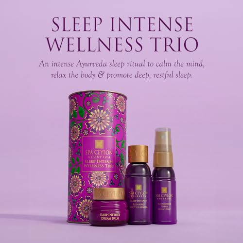 SPA CEYLON Sleep Intense Wellness Trio Set, Ayurvedic Pampering Gift Set with Natural Ingredients, Shower Gel, Body Mist, Balm, gifts