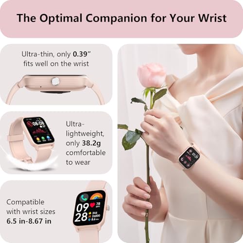 Smart Watch for Women, Answer/Make Calls, Alexa Built-in, [1.8"HD Screen] Smart Watches for Women iPhone/Samsung/Android, Fitness Watch with Heart Rate Sleep SpO2 Monitor,IP68 Waterproof, 100+ Sports