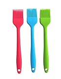 WELLSUITE Silicone Basting Pastry Oil Brush Set Of 3, Silicone Baking Brush Utensils Spatula For Grilling, BBQ Meat, Barbecue