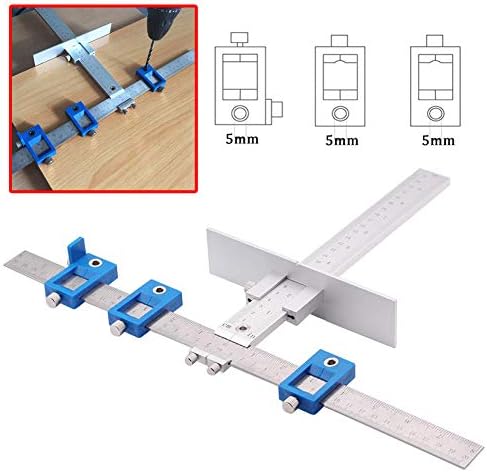 Leijing Cabinet Hardware Jig for Handles and Knobs, Drawer Guide Jig on Doors and Drawer Fronts, Fastest and Most Accurate Drawer Knob Pull Drilling Templates Jig Tool, Improve for inch Scale (Silver)