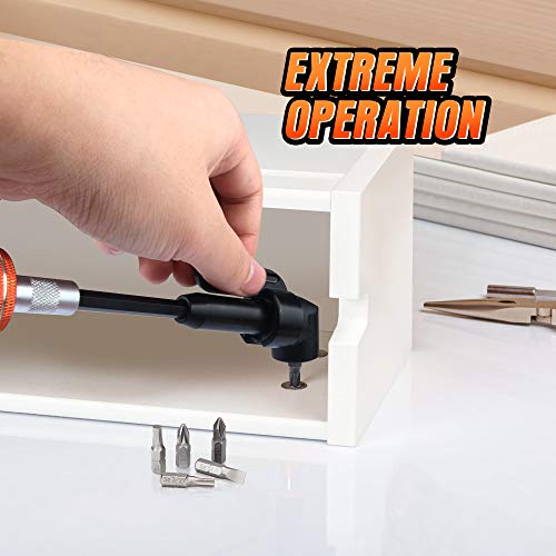 JelBo Adaptateur de perceuse à angle droit 105 °, fixation de perceuses à angle droit à tige hexagonale 1/4\