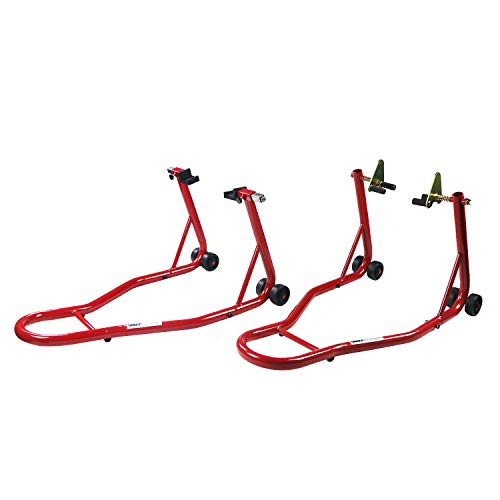 HYD-Parts Sport Bike Motorcycle Front & Rear Combo Wheel Lift Stands Fork & Swingarm Stands Paddock Stands Fits for Yamaha Honda Kawasaki Suzuki BMW (Front & Rear Stand)