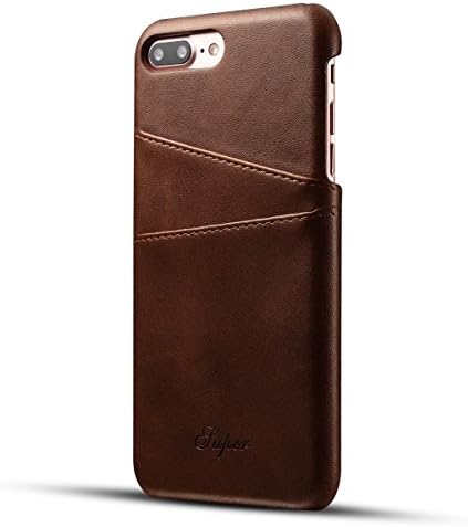 iphone 8plus brown case PU leather back over with Credit Card holder protective cell Lunazoe