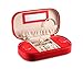 Vlando Small Jewelry Box, Travel Jewelry Organizer Case for Earrings Necklace Ring, Double Layer Portable Travel Jewelry Organizer for Women Girls, Vintage Birthday Gift, Red
