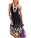 AELSON Womens Summer Casual Sleeveless Mini Printed Vest Dresses,Black,X-Large