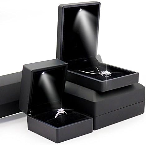 Ring Box, flannel pendant boxes Wedding Ring Jewellery Necklace gift box Display Case Storage box with LED Light for Engagement Box
