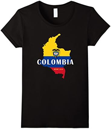 Women's Colombia Flag / Map T-Shirt - Coat of Arms - Desde 1810 XL Black
