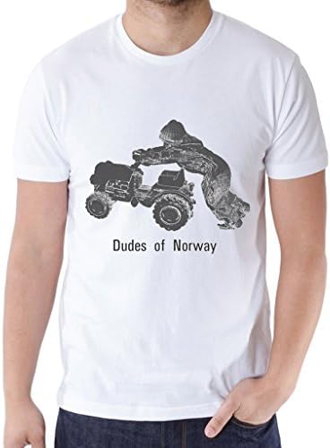 My big boss Men's Tee Cotton T Shirt Dudes Norway Short-Sleeve T-Shirt White Size Medium