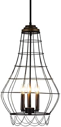 Cuix Industrial Chandelier 3 Lights Mesh Height Adjustable
