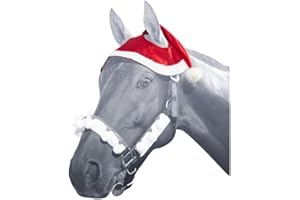 Tack Shack of Ocala Tough 1 Santa Christmas Wear, Christmas Costume for Horses, Christmas Costume for Rider Santa English Pad, Santa Helmet Cover, Santa Leg Wraps (Santa 2 Ear Horse Hat)