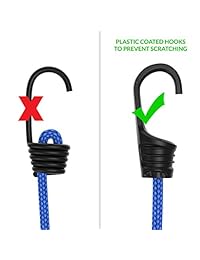 Cuerdas de bungee surtidas de calidad superior, 24 piezas con cuerdas de cubierta y red de carga adicional por FORTEM, ganchos de metal con revestimiento de plástico