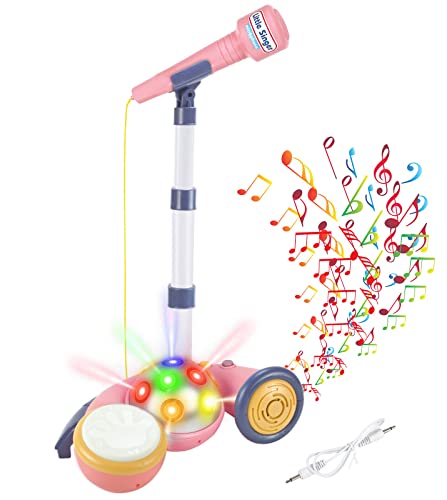 Kids Karaoke Machine with Stand, Toddler Microphone for Girls, Kids Singing Machine with Stand and Led Lights Disco Ball Karaoke Dance Party MP3/AUX
